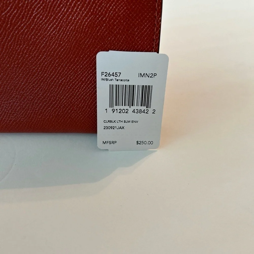 Coach NWT Color Block Leather Pink & Rust Wallet